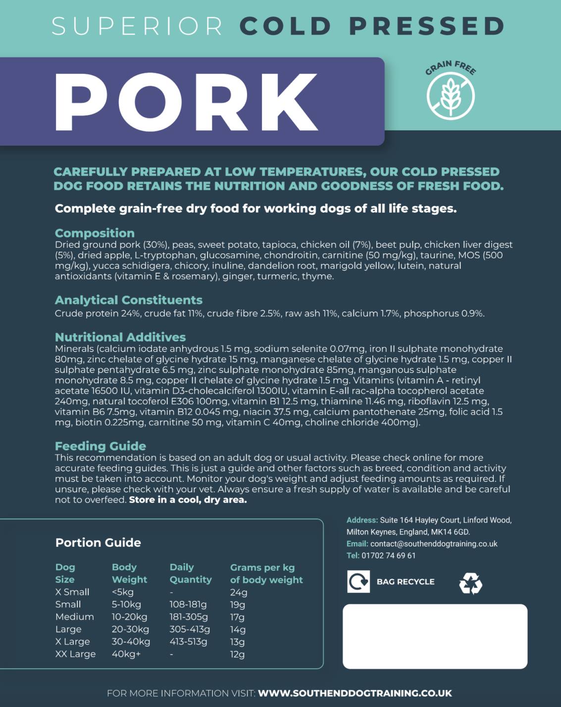 Cold Pressed Raw Dog Food • Sample/Treat Bag • Southend Dog Training